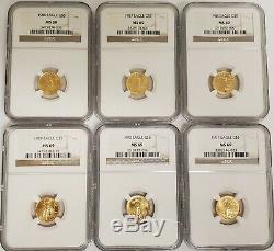Lot of (6) 1986 1991 1/10 oz American Gold Eagles Roman Numerals NGC MS69