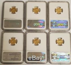 Lot of (6) 1986 1991 1/10 oz American Gold Eagles Roman Numerals NGC MS69