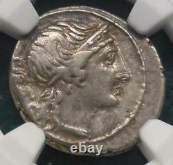 M. Herennius Roman Republic AR Denarius, 108/7 NGC VF Coin, Very Fine Ancient