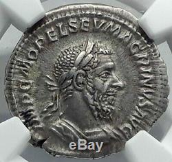 MACRINUS Authentic Ancient 217AD Silver Denarius Roman Coin w JUPITER ZEUS NGC