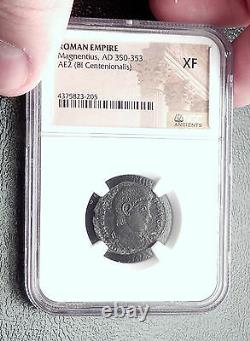 MAGNENTIUS 350AD Chi-Rho Labarum Authentic Ancient Roman Coin NGC XF Rare i60273