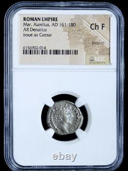 MARCUS AURELIUS NGC Ch F ANCIENT ROMAN COINS, AD 161-180. AR Denarius. A792