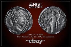 MARCUS AURELIUS NGC Ch F ROMAN COINS, AD 161-180. AR Denarius. A1126