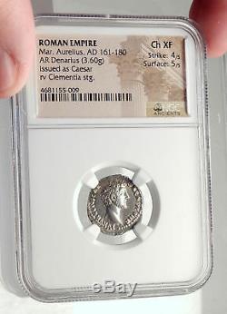 MARCUS AURELIUS as Caesar Rome Ancient Silver Roman Denarius Coin NGC i71725