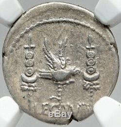 MARK ANTONY Cleopatra Lover Ancient Silver Roman Coin LEGION XVIII NGC i83540