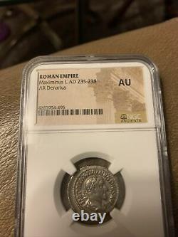 MAXIMINUS I Thrax Authentic Ancient 236AD Silver Roman Coin NGC AU Certified