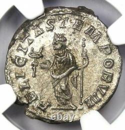 Macrinus AR Denarius Silver Roman Ancient Coin 217-218 AD NGC MS (UNC)