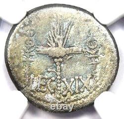 Marc Antony AR Denarius Galley Ship Silver Coin 32 BC Certified NGC Fine
