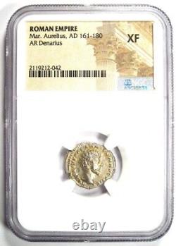 Marcus Aurelius AR Denarius Silver Roman Coin 161 AD Certified NGC XF (EF)