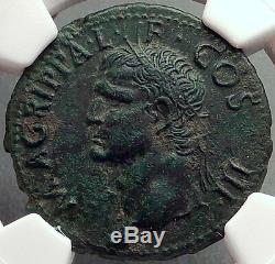 Marcus Vipsanius Agrippa Augustus General Ancient Roman Coin by CALIGULA NGC AU