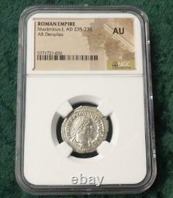 Maximinus I Roman Empire AR Denarius, AD 235-238 NGC AU, Ancient Coin, AU
