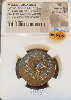 Mysia Pergamum Roman Rule Cistophorus NGC MS 5/5 Ancient Silver Coin