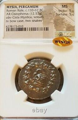 Mysia Pergamum Roman Rule Cistophorus NGC MS 5/5 Ancient Silver Coin