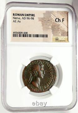 NERVA Authentic Ancient Rome Original Authentic Roman Coin LIBERTAS NGC i83564