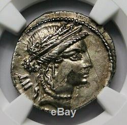 NGC AU 4/5-2/5 Julius Caesar 48-47 BC Exquisite Rare Denarius. Roman Silver Coin
