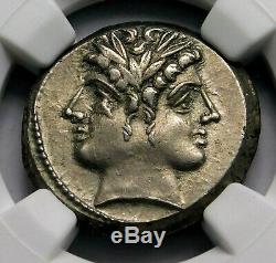 NGC AU 4/5-3/5 Anonymous. Stunning Quadrigatus c. 225-214/2 BC Roman Silver Coin