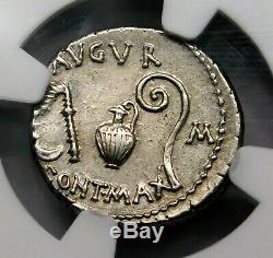 NGC AU 4/5-4/5. Julius Caesar. Exquisite Rare Denarius. Roman Silver Coin