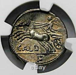 NGC AU. C. Coelius Caldus. Stunning Denarius. Roman Republic Silver Coin