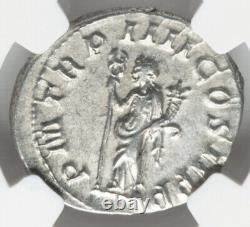 NGC AU Caesar Philip I the Arab 244-249 AD, Roman Empire Denarius Silver Coin