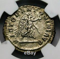 NGC AU. Elagabalus. Excellent Denarius, Struck AD 219. Ancient Roman Silver Coin
