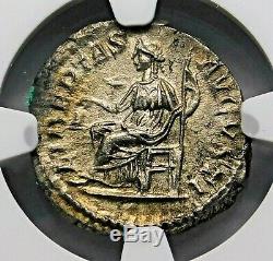 NGC AU. Elagabalus. Outstanding Denarius. Ancient Roman Silver Coin
