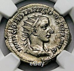 NGC AU. Gordian III. Stunning Double-Denarius. Ancient Roman Silver Coin