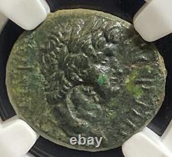 NGC AU Nero 54-68 AD Roman Empire Cilicia Anazarbus AE16 Coin w Rare Countermark