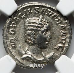 NGC AU Otacilia Severa 244-249, Wife Philip I Arab, Roman Empire Denarius Coin