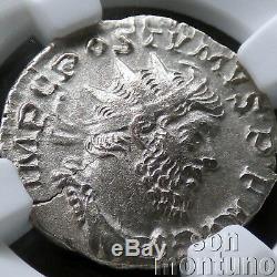 NGC CHOICE CH-AU Postumus Ancient Roman Bi Double Denarius Silver Coin 260-269AD