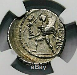 NGC Ch AU 3/5-4/5 Julius Caesar 48-46BC Stunning Rare Denarius Roman Silver Coin