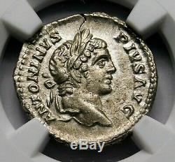 NGC Ch AU 5/5-4/5. Caracalla Exquisite Denarius. Brother Geta. Roman Silver Coin