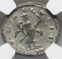 NGC Ch AU Caesar Gallienus 253-268 AD, Roman Empire Denarius Coin, LUNA REVERSE