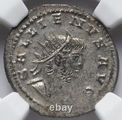 NGC Ch AU Caesar Gallienus 253-268 AD, Roman Empire Double Denarius Silver Coin
