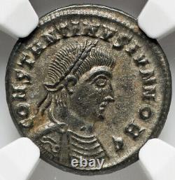 NGC Ch AU Constantine II Caesar Roman Empire 337-340 AD Bi Nummus Silvered Coin