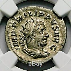 NGC Ch AU. Philip I. Stunning Double-Denarius. Ancient Roman Silver Coin