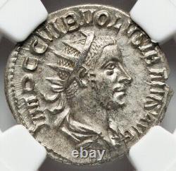 NGC Ch AU Volusian 251-253 AD Roman Empire Caesar AR Double Denarius Silver Coin
