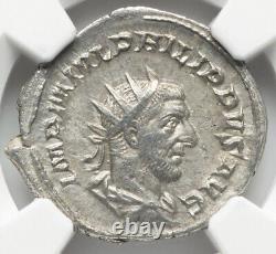 NGC Ch VF Roman Empire Caesar Philip I Arab 244-249 Double Denarius Silver Coin