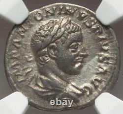NGC Ch VF Roman Empire Elagabalus, AD 218-222 AR Denarius Silver Coin Rare