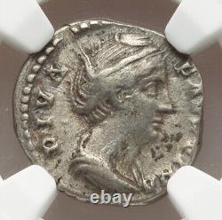 NGC Ch VF Roman Empire Faustina Sr the Elder 138-140/1 AR Denarius Silver Coin