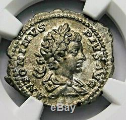 NGC Ch XF. Caracalla. Stunning Denarius. Brother of Geta. Roman Silver Coin