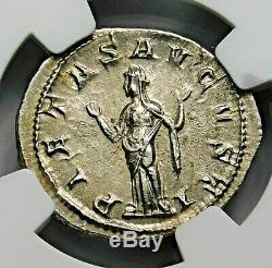 NGC Ch XF. Gordian III. Stunning Denarius, Struck AD 241. Roman Silver Coin