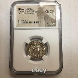 NGC Ch XF Roman Empire Caesar Gordian III 238-244 AD Double Denarius Silver Coin