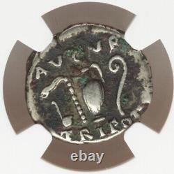 NGC F FINE 69-79 AD Roman Empire Vespasian Caesar AR Denarius Silver Coin, Rare