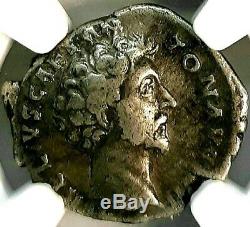 NGC F. Marcus Aurelius as CAESAR 161 AD Stunning Rare Denarius Roman Silver Coin