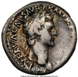 NGC FINE F NERVA 96-98 AD Roman Empire Caesar AR Denarius Silver Coin, Toned
