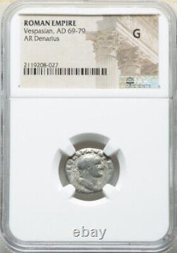 NGC GOOD G 69-79 AD Roman Empire Vespasian Caesar AR Denarius Silver Coin, Rare