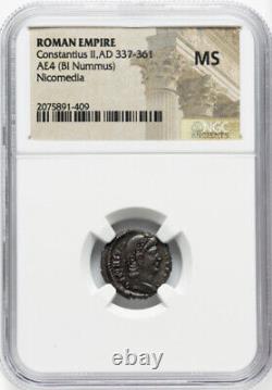 NGC MS Constantius II Caesar Great Son Roman Empire 337-361 AD Bi Nummus Coin