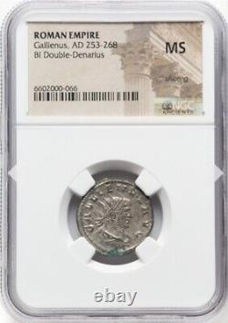 NGC MS Gallienus 253-268 Roman Empire AD Double Denarius Coin, TOP POPULATION