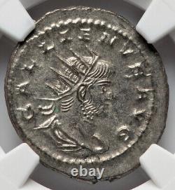 NGC MS Gallienus 253-268 Roman Empire AD Double Denarius Silver Coin, TOP POP