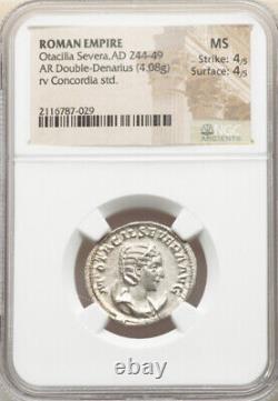 NGC MS Roman Empire Otacilia Severa 244-249 AD AR Double-Denarius Silver Coin